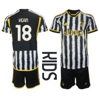 Camisa de time de futebol Juventus Moise Kean #18 Replicas 1º Equipamento Infantil 2023-24 Manga Curta (+ Calças curtas)